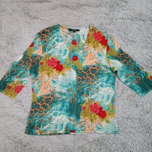 Tania Womens Shirt Blue L Stretch Top Textured Handmade‎ Casual Comfort